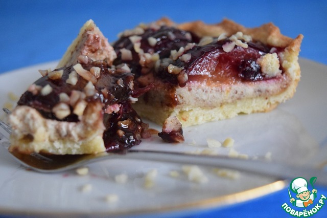 Plum cake with marzipan and almonds