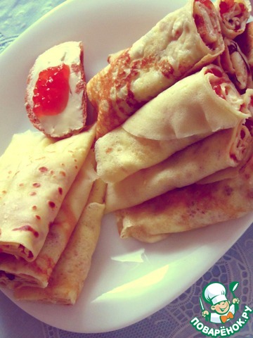 Простые блинчики с икрой