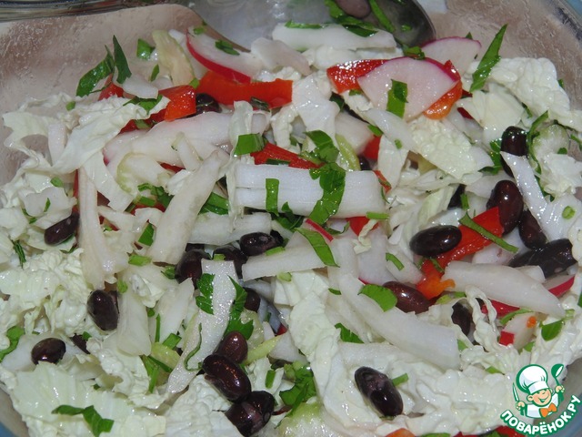 Spicy vegetable salad with beans
