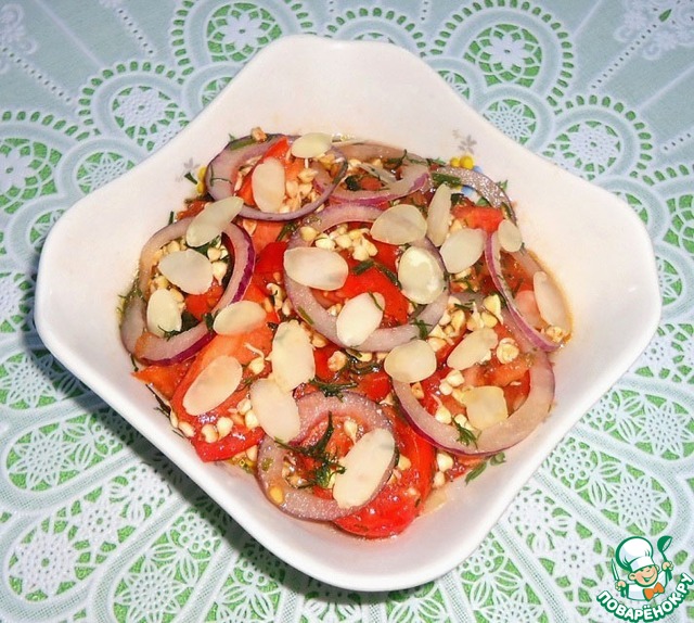Овощной салат с пророщенной зелёной гречкой