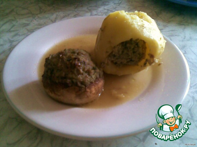 Stuffed mushrooms + stuffed potatoes