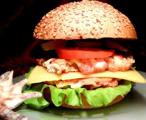 The Burger with crab sticks 