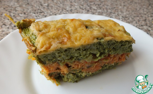Цветная запеканка с брокколи и морковью