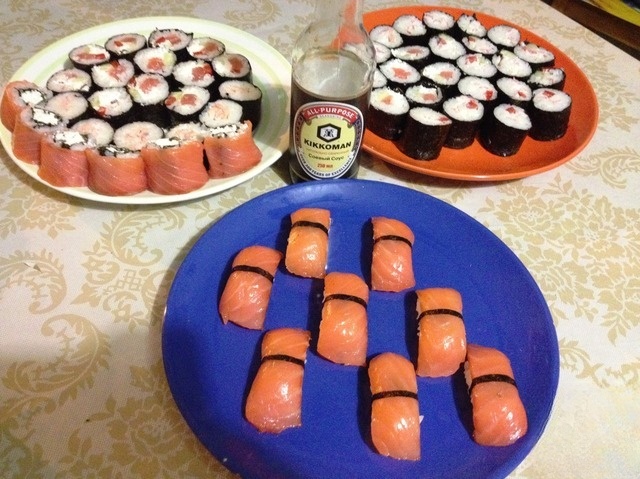 The rolls and nigiri sushi