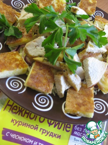 Chicken salad and cheese pancakes