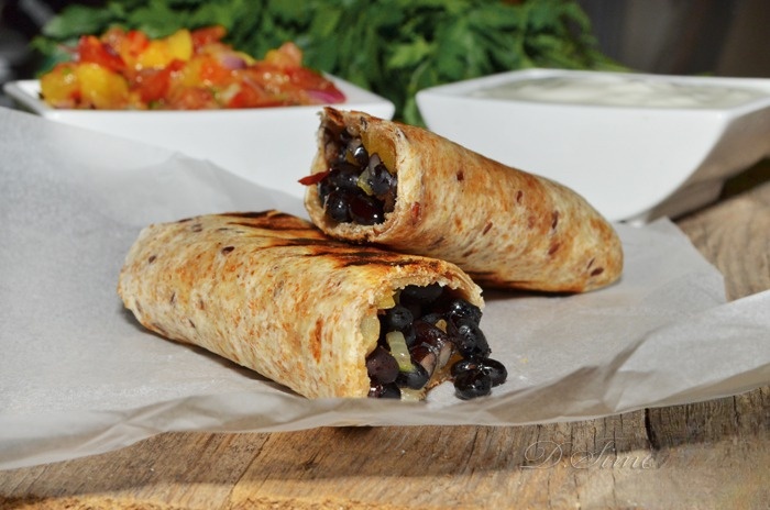 Burrito with black beans and mango salsa
