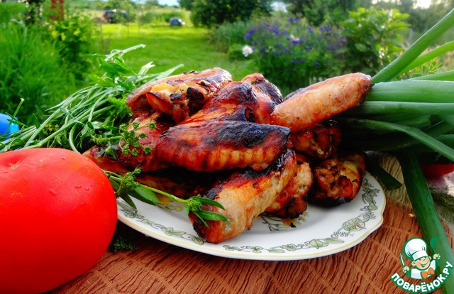 Chicken wings in ginger-honey glaze