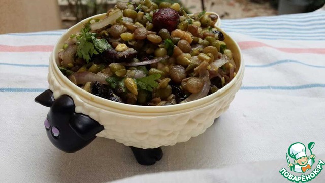 Bean salad mung beans, lentils and cranberries