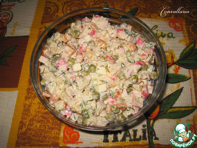 Салат с цветной капустой и крабовыми палочками