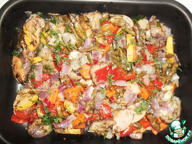 Baked vegetables in the package