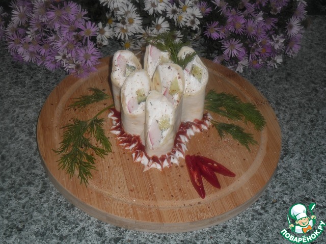 Рулетики с творожным сыром