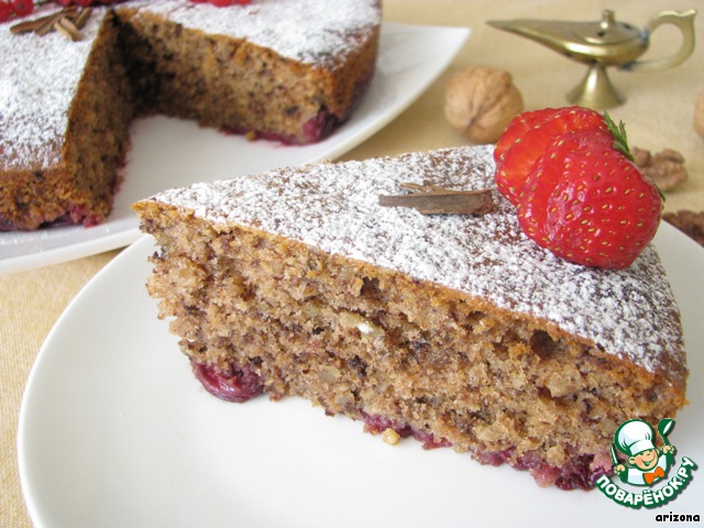 Cherry pie with chopped nuts