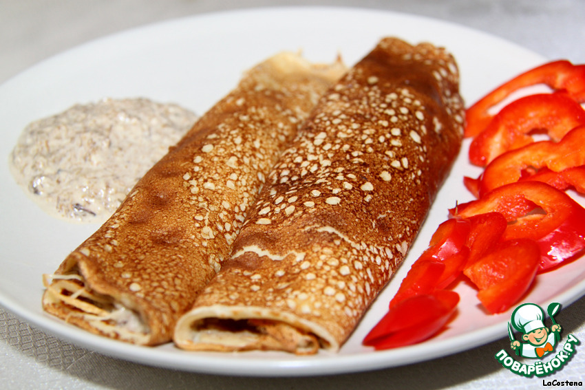 Pancakes with wild mushrooms