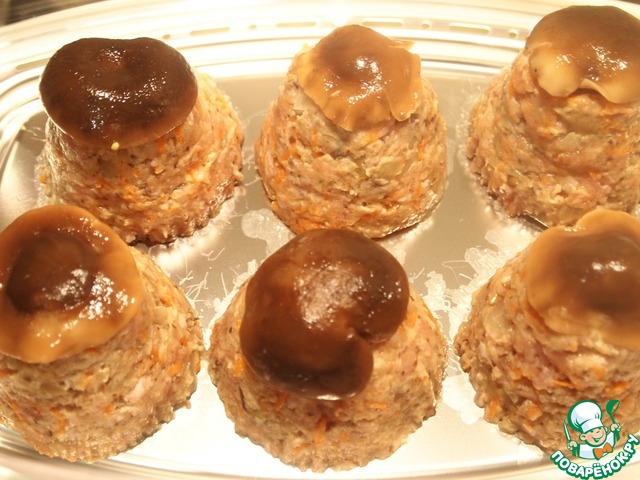 Cold mushrooms on a bed of brown rice