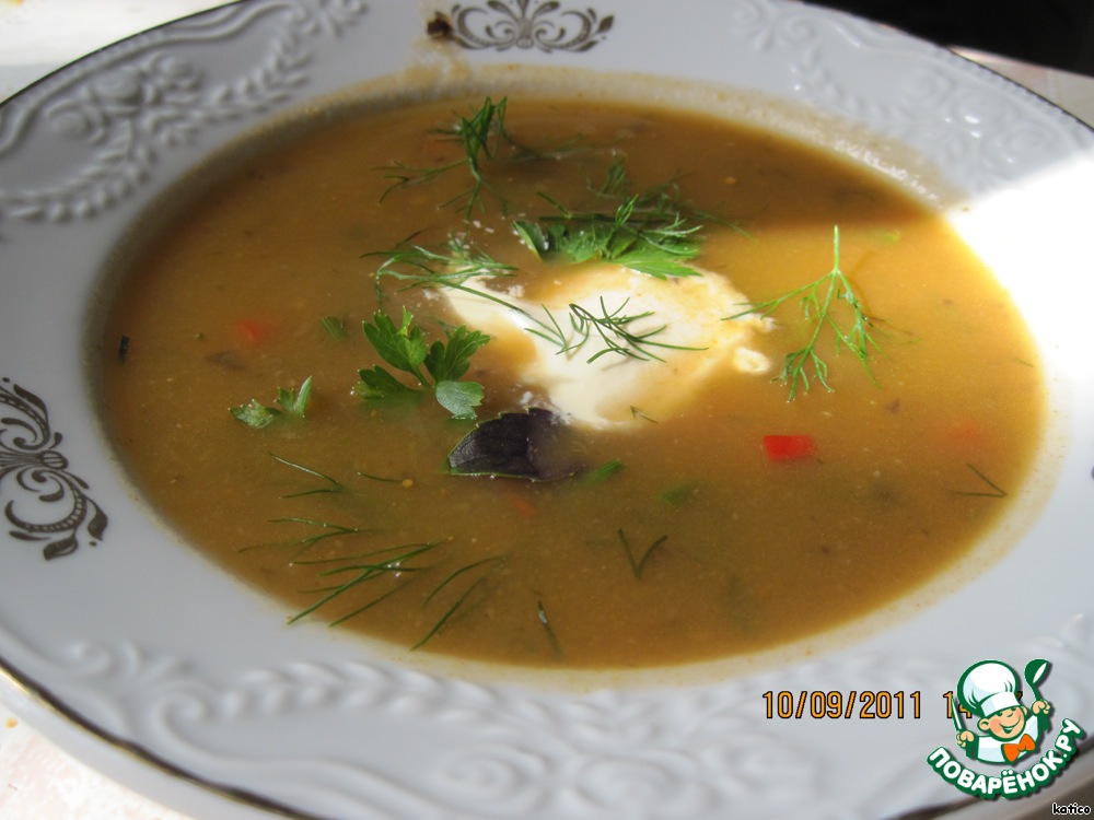 Vegetable soup with eggplant and pumpkin
