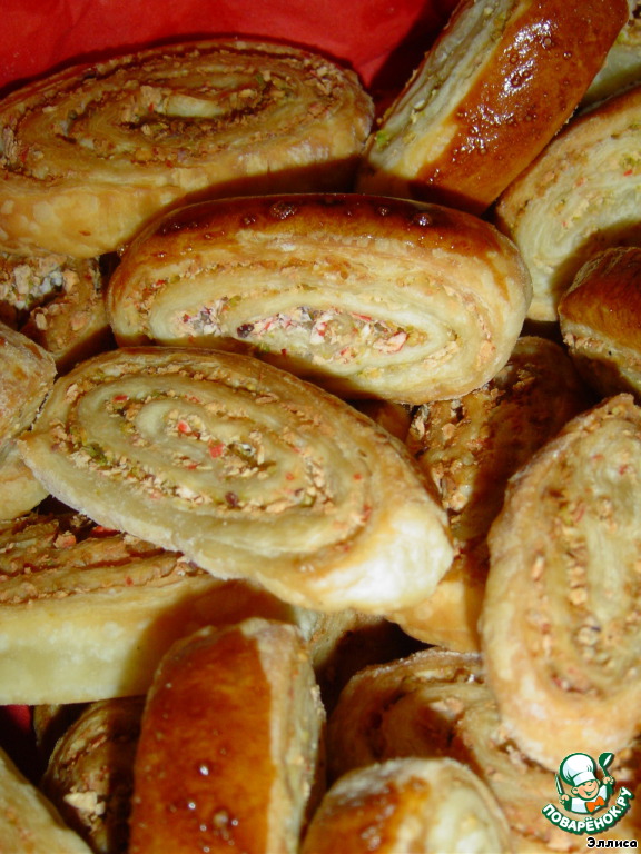 Savory biscuits with pistachios, and crab sticks