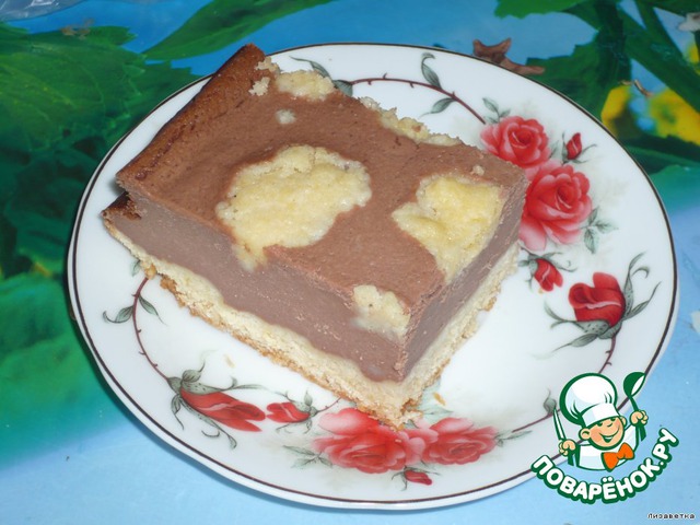 Cottage cheese pie with chocolate pudding