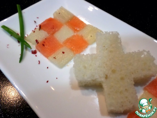 Арлекин из малосольной семги и эсколара