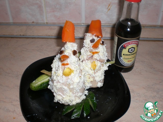 Кальмары с фаршированными яйцами