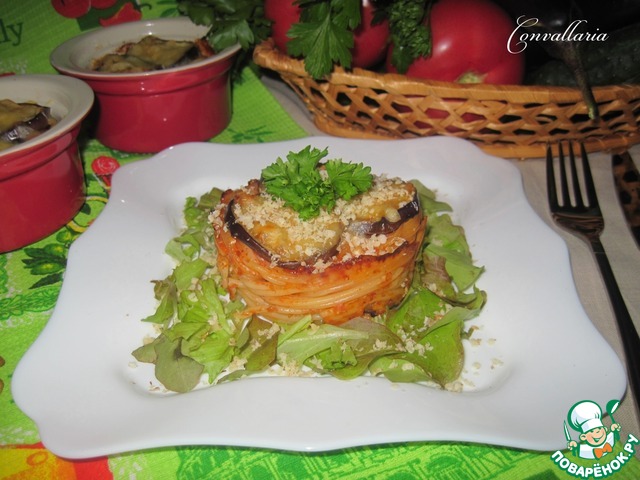 Casserole of pasta with eggplant