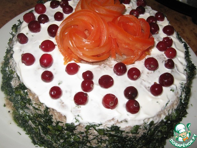 Торт закусочный из тыквенных блинчиков