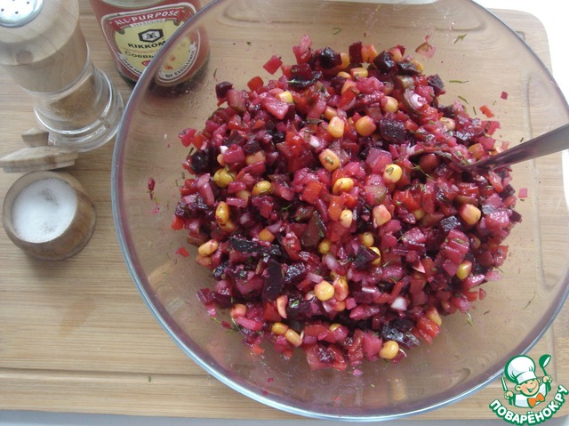 Винегрет с кукурузой