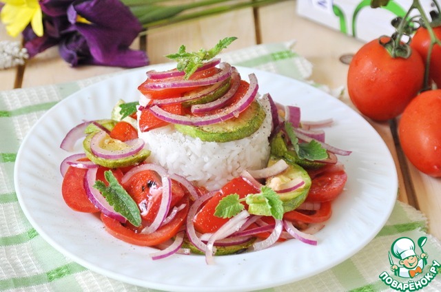 Рисовый салат с овощами-гриль 