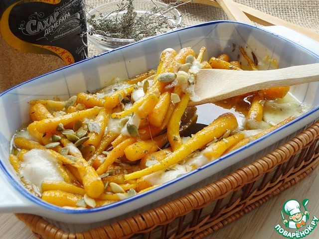 Молодая морковь с моцареллой и семечками