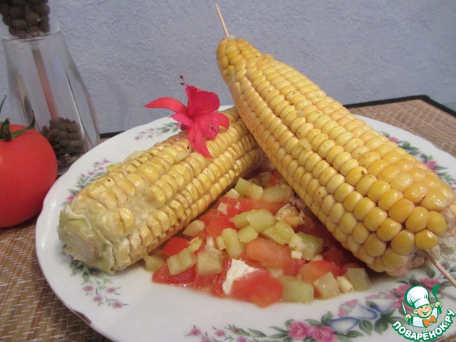 Кукуруза, запеченная на овощной подушке