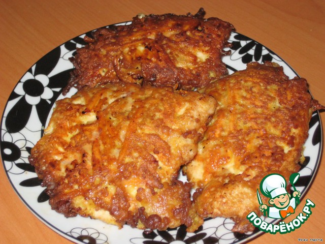 Chicken schnitzel with carrots