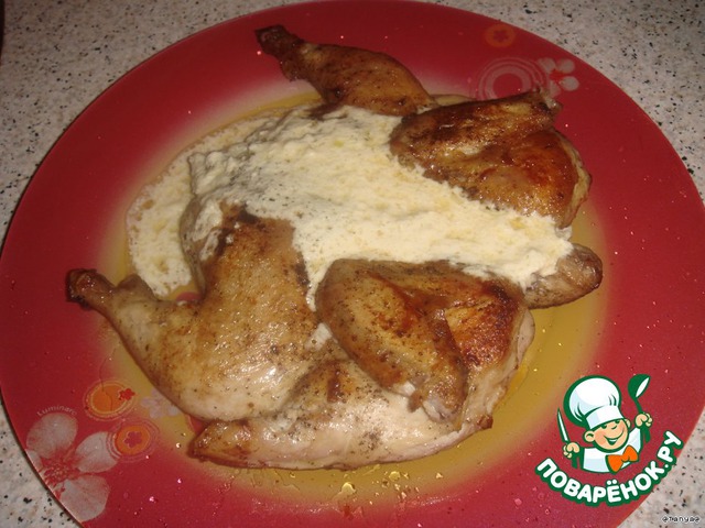 Grilled chicken with creamy garlic sauce