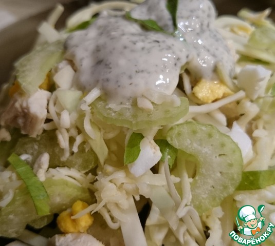 Light salad with chicken and vegetables