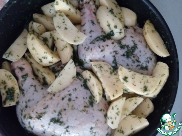 Chicken with potatoes in dill sauce