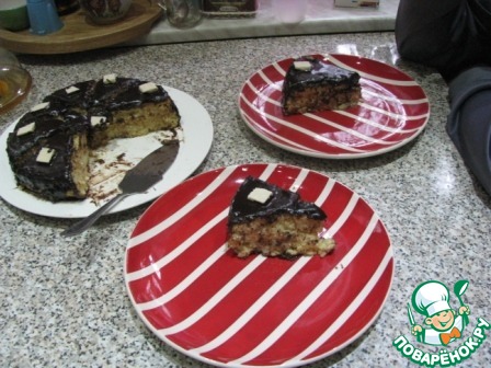 Sponge cake with chocolate icing
