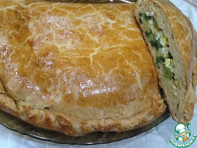 Fresh pie with onions and eggs