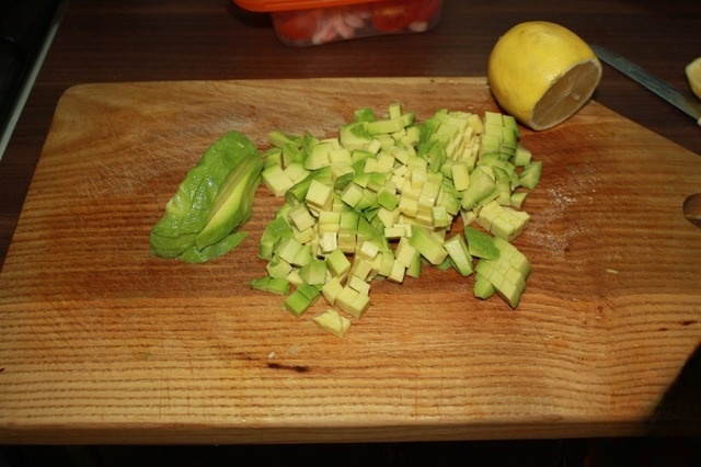 Avocado salad with shrimp