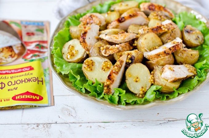 Warm salad of chicken and potatoes