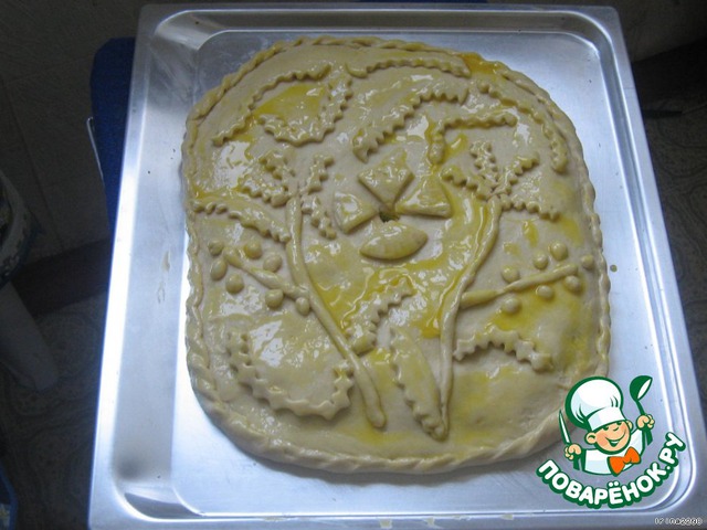 Butter cake with young cabbage 
