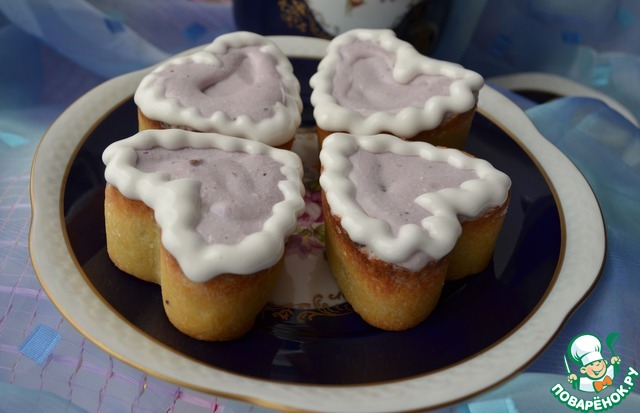 Корзиночки-сердечки с черничной начинкой