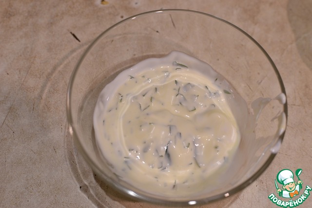 The salad with pickled cucumbers