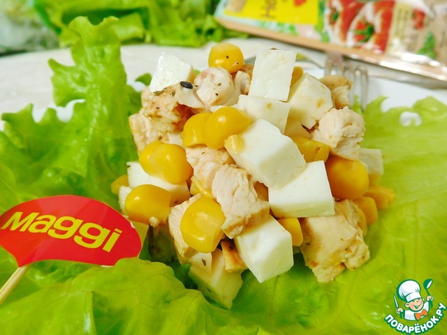 Salad with corn and Adyghe cheese