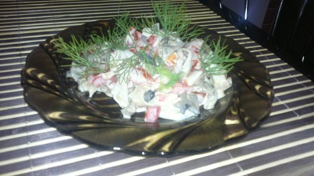 Salad with conch shell