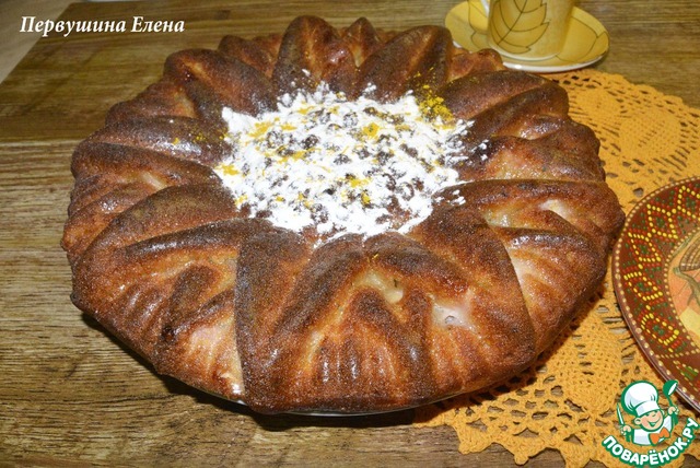 Mint cake with persimmons
