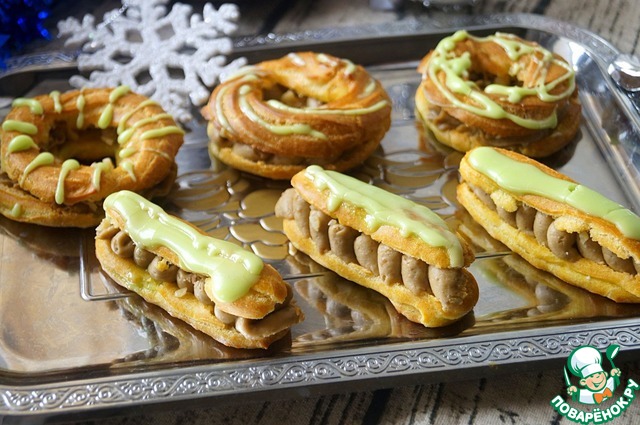 Эклеры с кофейно-заварным кремом и орехами