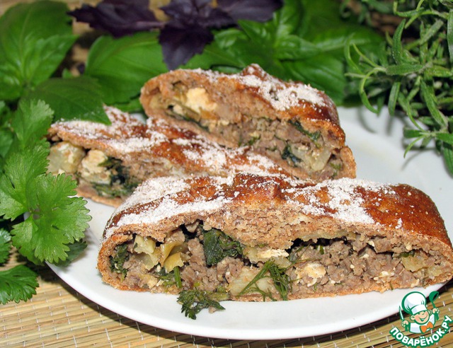 Rye pies with meat, cabbage and nettle
