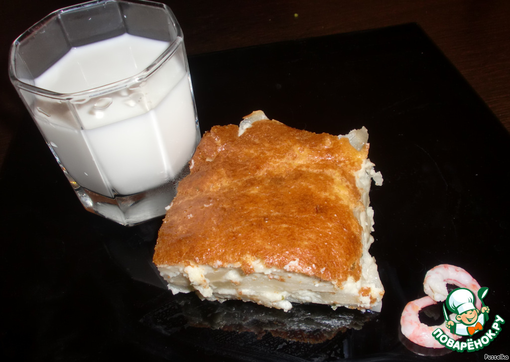 Quick cake-souffle with potatoes and cheese