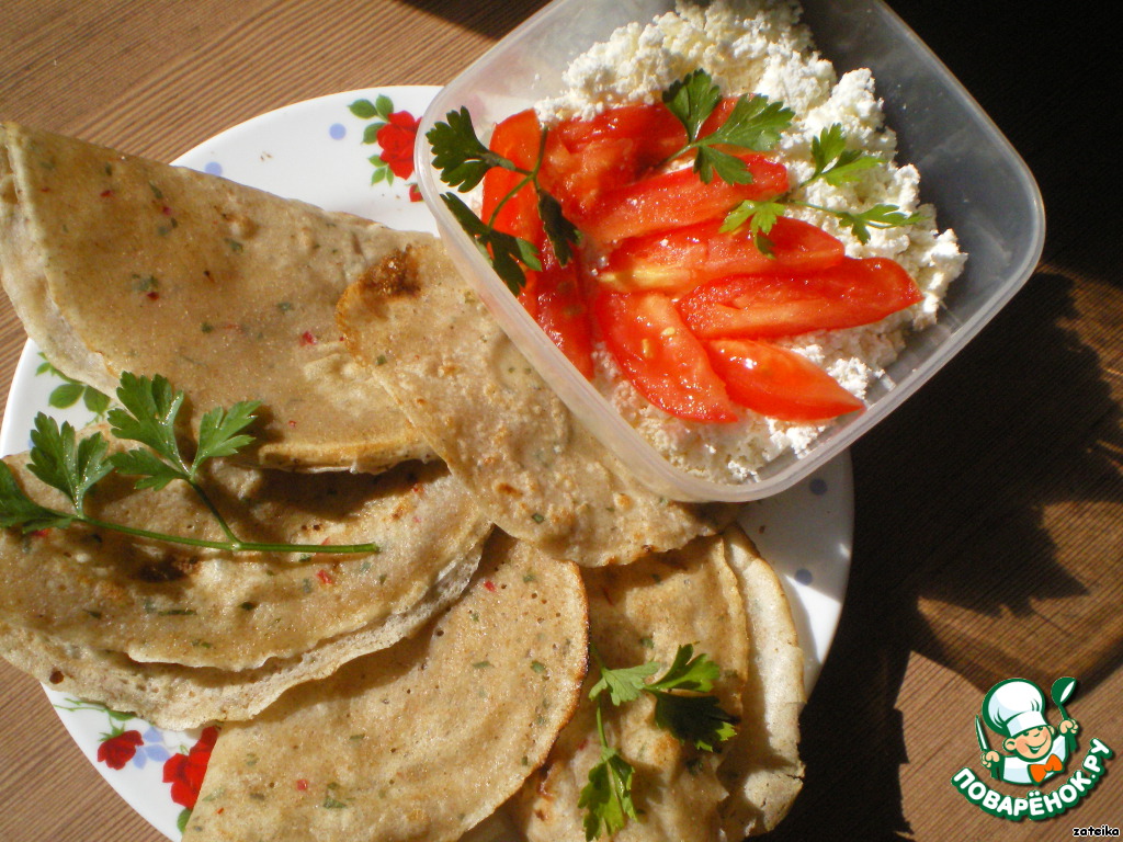 Savory pancakes made of wheat flour, based on Indian crepes Dosa