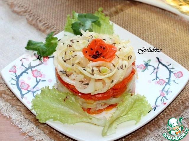The carrot salad and marinated onions