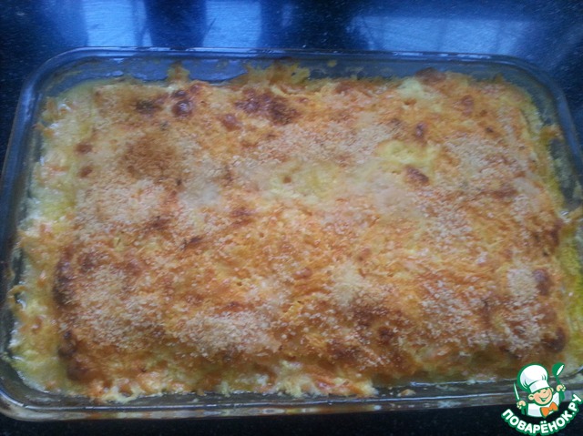 Casserole of chicken, pumpkin and cheese