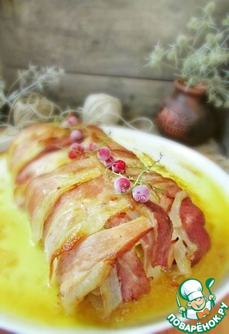 Millefeuille of potato with bacon